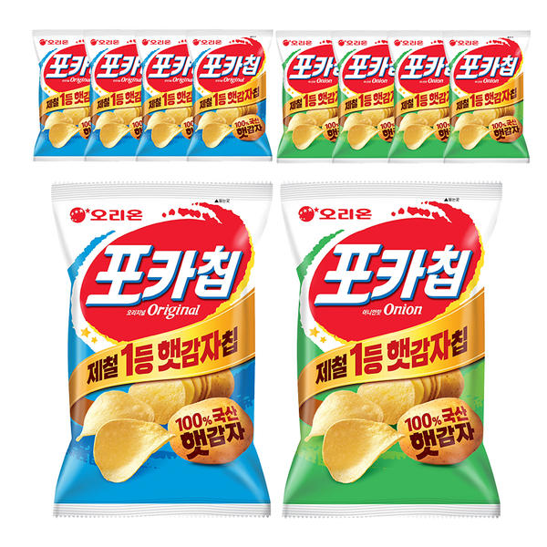 [11번가] 오리온 포카칩 오리지널 66g 5개 + 어니언 66g 5개 (12,900원/무료)